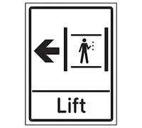 VSafety - Freccia di sollevamento a sinistra, 200 x 300 mm, in plastica rigida da 1 mm