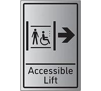 VSafety - Freccia di sollevamento accessibile a destra, 200 mm x 300 mm - 1,6 mm, in plastica rigida effetto alluminio
