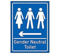 VSafety Gender - Freccia per WC neutra a sinistra, 200 x 300 mm, in plastica rigida da 1 mm, colore: Blu