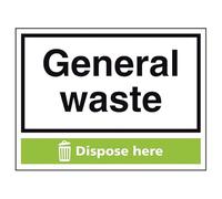 VSafety, General Waste Recycle Here, 800 x 600 mm, classe RA1, riflettente, in alluminio composito da 3 mm, con segnale di sicurezza per canale di fissaggio