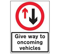 VSafety Give Way To Oncoming Traffic - 600 x 800 mm 3 mm alluminio composito con segnale di sicurezza canale di fissaggio
