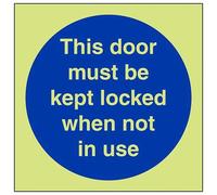 VSafety Glow In The Dark This Door To Be Kept Locked When Not In Use Cartello - 200 mm x 200 mm - Vinile autoadesivo