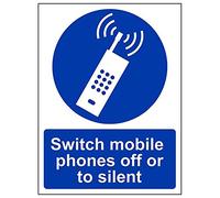 Vsafety "interruttore cellulari o off a silent" Sign, (confezione da 3), 150 mm x 200 mm, 3