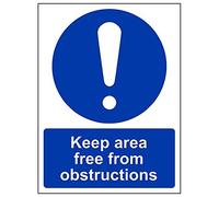 Vsafety "Keep area privo di ostacoli" Sign, (confezione da 3), 150 mm x 200 mm, 3