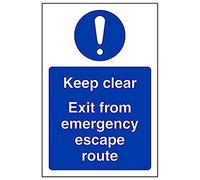 Vsafety "Keep Clear/uscita da emergenza..." Sign, (confezione da 3), 100 mm x 150 mm, 3