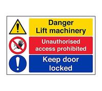 Vsafety "Lift macchine accesso non autorizzato vietato", 2 mm, in plastica, 300 mm x 200 mm