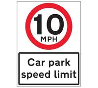 Vsafety limite di velocità del parcheggio 10 MPH - 600 x 800 mm classe RA1 riflettente 3 mm composito in alluminio con rivestimento anti-graffiti cartello di sicurezza