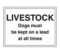 VSafety Livestock Dogs Must Be Kept On A Lead At All Times, cartello in vinile autoadesivo, 400 mm x 300 mm
