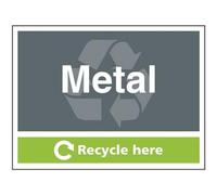 Vsafety Metal Recycle Here, 800 x 600 mm, classe RA1, riflettente, in alluminio composito da 3 mm, con segnale di sicurezza per canale di fissaggio
