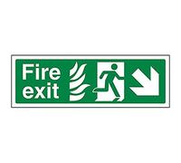 VSafety NHS Fire Exit Freccia verso il basso a destra, 300 x 100 mm, vinile autoadesivo