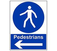 Vsafety "pedoni/Arrow Left Sign, ritratto, (confezione da 3), 450 mm x 600 mm, 3