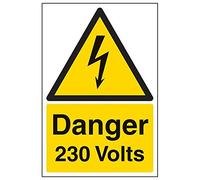 Vsafety "pericolo 230 Volt" Sign, ritratto, (confezione da 3), 200 mm x 300 mm, 3