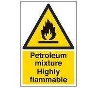 VSafety Petroleum Mixture. Segnale di avvertimento altamente infiammabile, 200 mm x 300 mm, in vinile autoadesivo