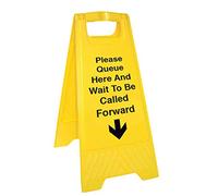 Vsafety Please Queue Here And Wait To Be Callled Distance - Segnale da pavimento su entrambi i lati