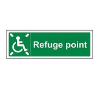 VSafety Refuge Point Frecce Pointing In Sign - Paesaggio - 300 mm x 100 mm - 1 mm in plastica rigida