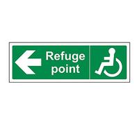 Vsafety "rifugio punto Arrow Left Sign, paesaggio, (confezione da 3), 300 mm x 100 mm, 3