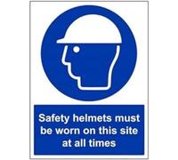 VSafety Safety Helmets Must Be Worn All Times On Site - Cartello in vinile autoadesivo, 300 mm x 400 mm