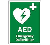 VSafety, segnale “AED Emergency Defibrillator”, verticale, confezione da 3, 150mm x 200mm, 3