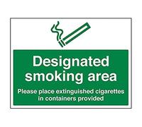 Vsafety - Segnale di divieto con scritta "Place Cigarettes In Container", 400 x 300 mm, 1 mm, in plastica rigida