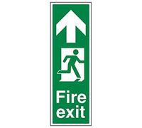 VSafety, segnale di uscita antincendio con freccia verso l'alto, verticale, confezione da 3, 150mm x 450mm, 3