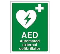 Vsafety, segnaletica di sicurezza per defibrillatore automatico esterno, 31033AN S, 150 mm x 200 mm, verde (lingua inglese)