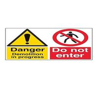 vsafety segni 67058br-r pericolo "Demolition in Progress/Do not Enter" segnale di plastica rigida, 1 mm, costruzione, paesaggio, 600 mm x 450 mm, colore: nero/rosso/giallo