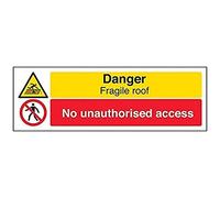 vsafety segni 67127 ax-r edificio "Danger Fragile tetto/No accesso non autorizzato" Warning Sign in plastica rigida, paesaggio, 300 mm x 100 mm, 1 mm, Nero/Rosso/Giallo