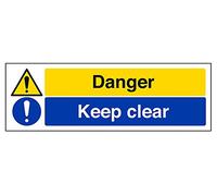 vsafety segni 67135 ax-s "costruzione segnale di avvertimento pericolo/Keep Clear", Autoadesivo, paesaggio, 300 mm x 100 mm, colore: nero/blu/giallo