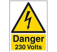 vsafety segni 68005 an-s "pericolo 230 volt" Warning Sign elettriche, Autoadesivo, verticale, 150 mm x 200 mm, colore: nero/giallo