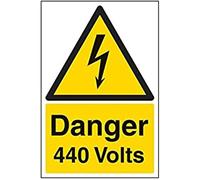 vsafety segni 68009 au-s "pericolo 440 Volt" Warning Sign elettriche, Autoadesivo, ritratto, 200 mm x 300 mm, colore: nero/giallo