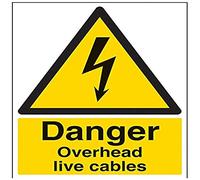 vsafety segni 68015bc-r "pericolo Overhead Live Cavi" Warning Sign elettriche, 1 mm in plastica rigida, ritratto, 300 mm x 400 mm, colore: nero/giallo