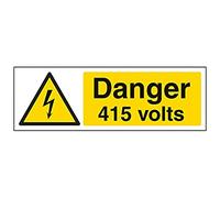 vsafety segni 68037 ax-r "Danger 415 Volts" Warning Sign elettriche, 1 mm in plastica rigida, paesaggio, 300 mm x 100 mm, colore: nero/giallo