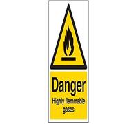 vsafety segni 69009 au-r "Fuoco e di avvertimento pericolo" altamente infiammabile gas infiammabile cartello in plastica rigida, ritratto, 200 mm x 300 mm, 1 mm, Nero/Giallo