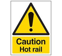 Vsafety Sign "Caution Hot rail, ritratto, (confezione da 3), 150 mm x 200 mm, 3