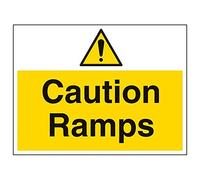 Vsafety Sign "Caution rampe, paesaggio, (confezione da 3), 400 mm x 300 mm, 3