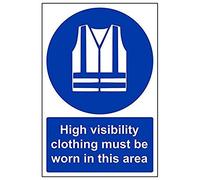 VSafety Signs 41065AU-S - Segnale obbligatorio DPI - Autoadesivo - "High Visibility Clothing Must Be Worn In This Area" - 200 x 300 mm - Confezione da 3