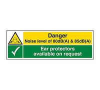 VSafety Signs 65053AX-R - Segnale di avvertimento per macchinari in plastica rigida - Protezioni antirumore disponibili su richiesta - 450 x 150 mm - Confezione da 3 pezzi