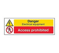 VSafety Signs 67126AX-R - Segnale di avvertimento "Danger Electrical Equipment/Access Prohibited", in plastica rigida da 1 mm, orizzontale, 300 mm x 100 mm, nero/rosso/giallo