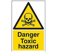 VSafety Signs 6A013AU-R "Danger Toxic Hazard" Warning Substance and Chemical Sign, 1 mm plastica rigida, verticale, 200 mm x 300 mm, nero/giallo