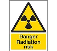 VSafety Signs 6A026AN-R "Danger Radiation Risk" Warning Substance and Chemical Sign, 1 mm plastica rigida, verticale, 150 mm x 200 mm, nero/giallo