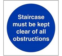 VSafety Staircase Must Be Kept Clear Of All Obstructions Cartello quadrato - 100 mm x 100 mm - 1 mm in plastica rigida