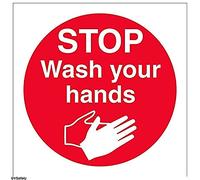 VSafety Stop Wash Your Hands Sign - Quadrato - 100 mm x 100 mm - vinile autoadesivo