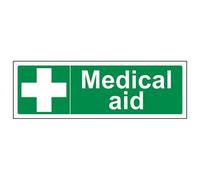 Vsafety, targhetta di pronto soccorso (lingua inglese), autoadesivo, 300 x 100 mm, colore verde, 31012AX-S