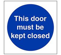 Vsafety "This Door Must Be Kept Closed", quadrato, confezione da 3, 100mm x 100mm, 3