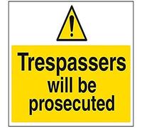 VSafety Trespassers Will Be Prosecuted segnale di avvertimento - orizzontale - 400 mm x 300 mm - vinile autoadesivo