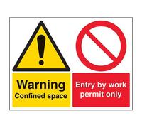 VSafety Warning, Confined Space. Entry By Work Permit Only Sign - Cartello orizzontale - 400 mm x 300 mm - vinile autoadesivo