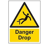 Vsafety warning Safety Sign "danger Drop, 2 mm, in plastica, 150 mm x 200 mm