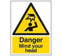 Vsafety warning Safety Sign "danger Mind your Head", 2 mm, in plastica, 150 mm x 200 mm
