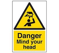 Vsafety warning Safety Sign "danger Mind your Head", 2 mm, in plastica, 200 mm x 300 mm