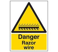Vsafety warning Safety Sign "danger Razor Wire, 2 mm, in plastica, 300 mm x 400 mm
